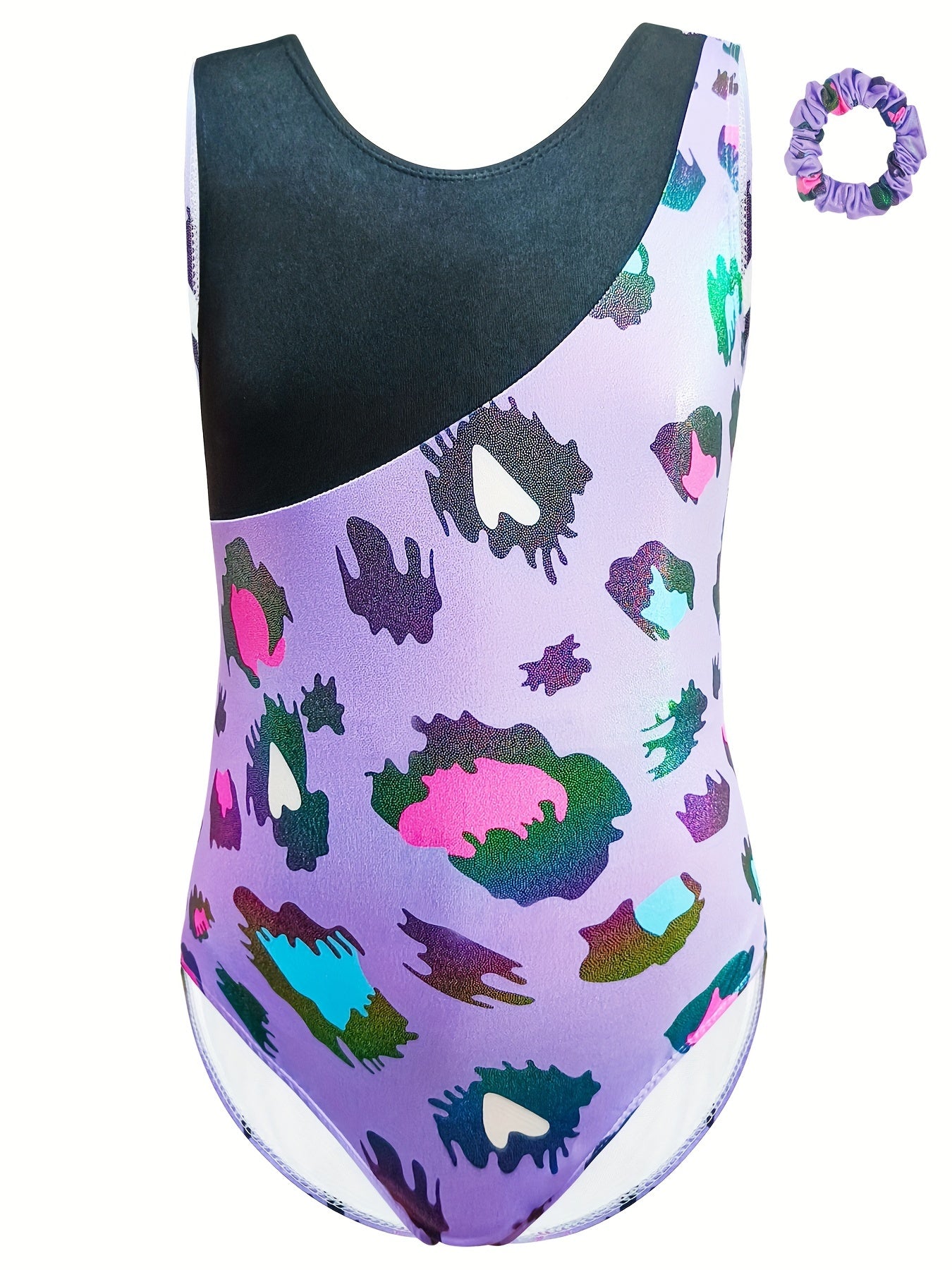 Leopard Print Gymnastics Practice Jumpsuit Romper Girls Yoga