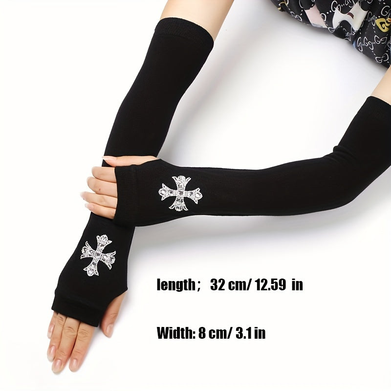 Y2K Hip Hop Knitted Fingerless Gloves for Women