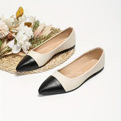 Women's Cap Toe Flats Soft Sole Slip On Shoes