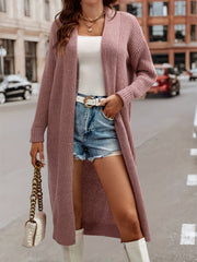 Solid Long Sleeve Open Front Cardigan