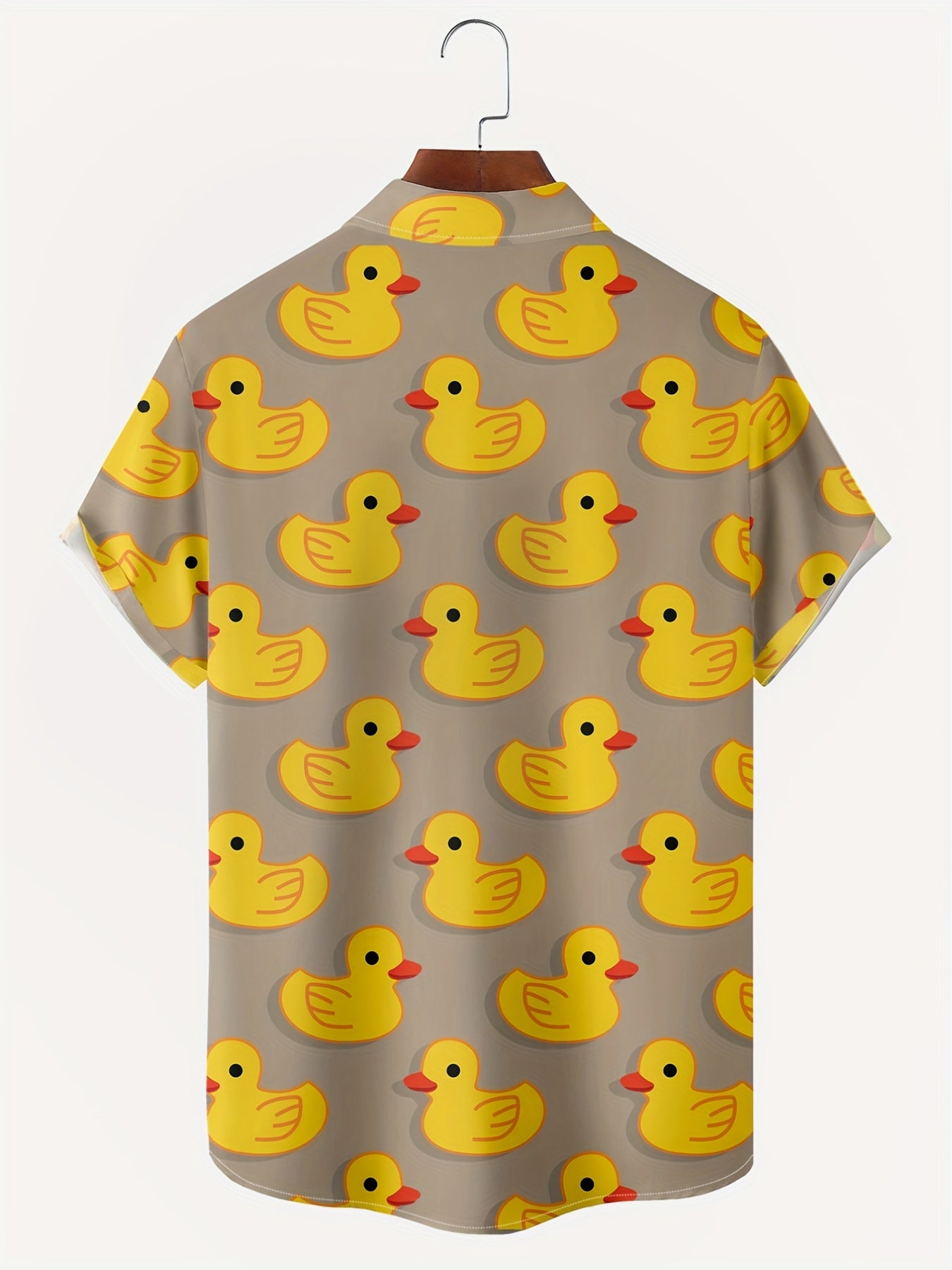 Duck Print Men's Short Sleeve Shirt With Chest Pocket
