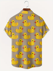 Duck Print Men's Short Sleeve Shirt With Chest Pocket