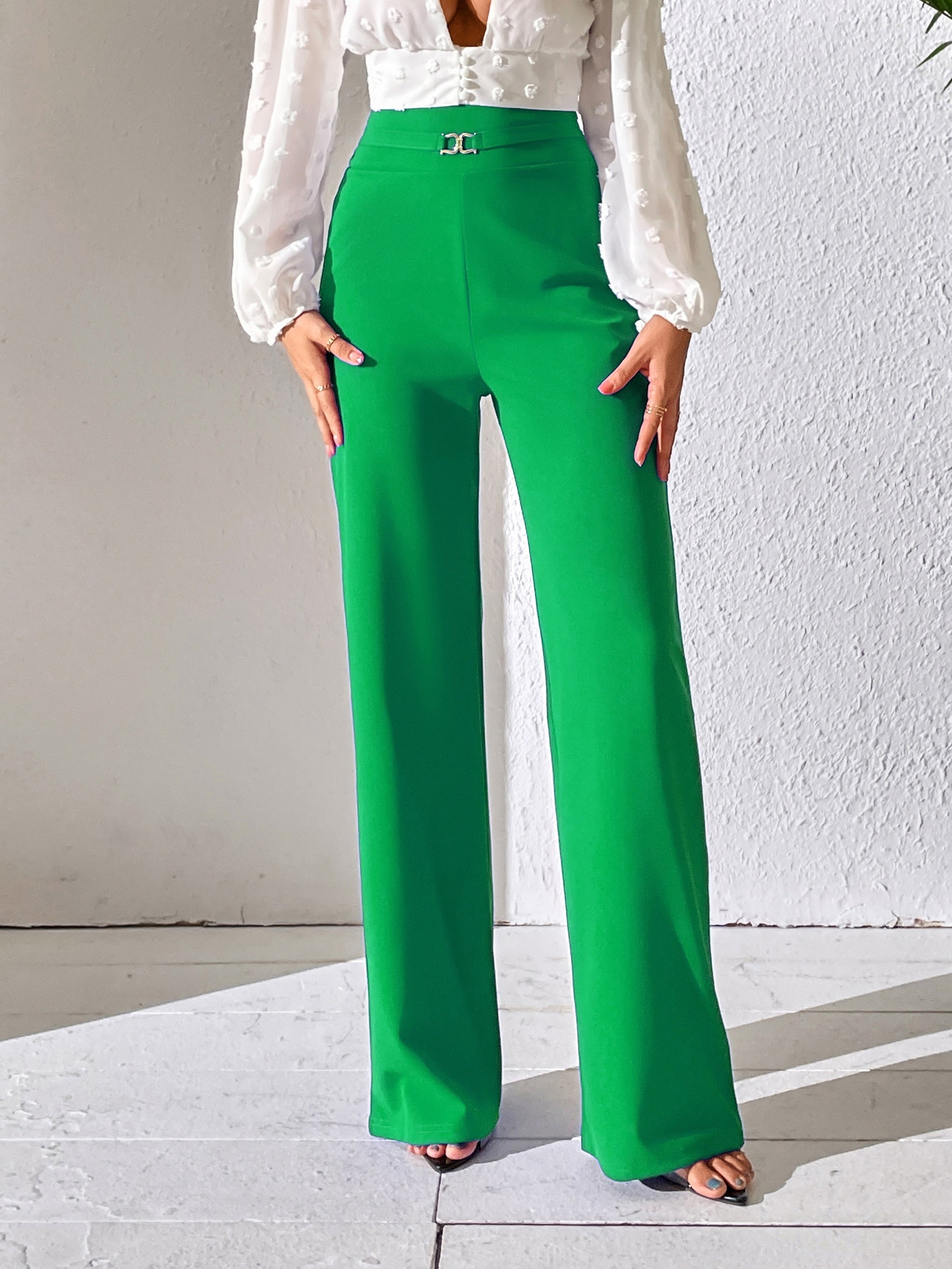 High Waist Wide Leg Work Office Pants Spring Summer Womens