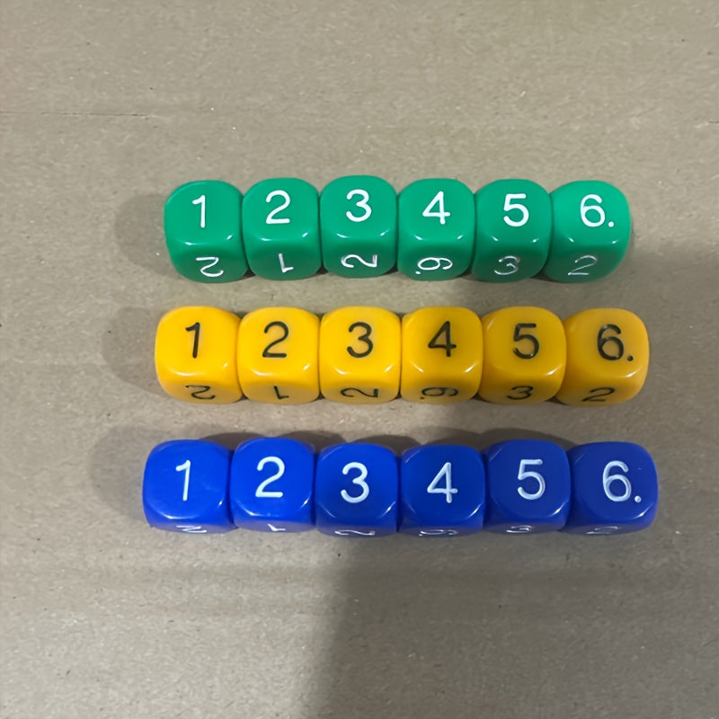 18 Pcs 16mm Rounded Acrylic Digital Dice in 3 Colors for Bar Games