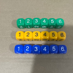 18 Pcs 16mm Rounded Acrylic Digital Dice in 3 Colors for Bar Games