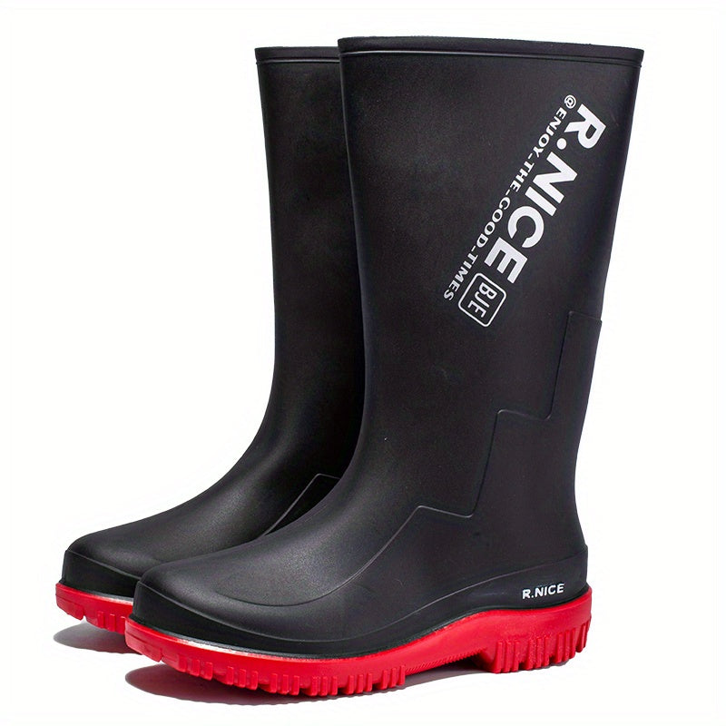 Men High Top Rain Boots Wear resistant Waterproof Non slip Galoshes