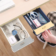 2pcs Under Desk Drawer Hidden Storage Box Large Capacity