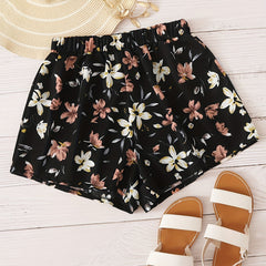 Floral Print Elastic Waist Shorts Boho Shorts For Spring & Summer Women's