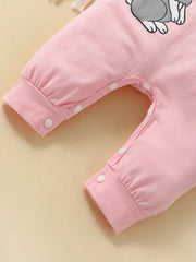 Pink Rabbit Print Baby Girl Bodysuit