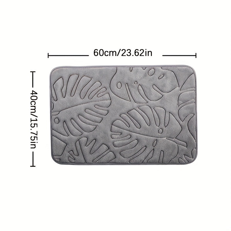 Leaf Pattern Bath Rug Memory Foam Absorbent Bath Mat