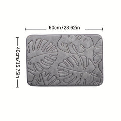 Leaf Pattern Bath Rug Memory Foam Absorbent Bath Mat
