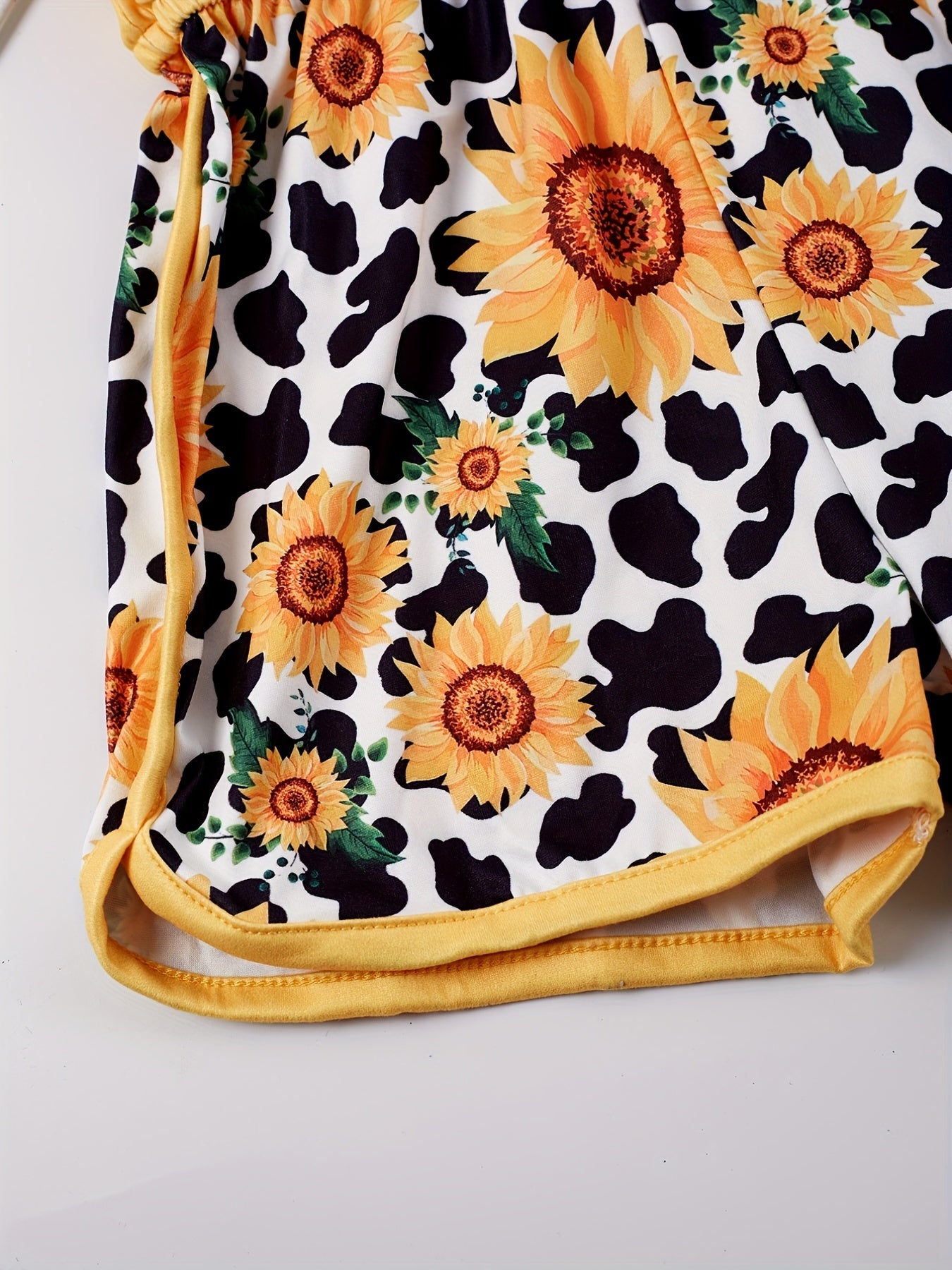 Toddler Girls Cow & Sunflower Cami Romper Beach Vacation Summer Clothes