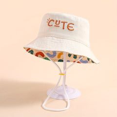 Fisherman Hat Letter Embroidery Breathable Sun Protection Bucket Hat