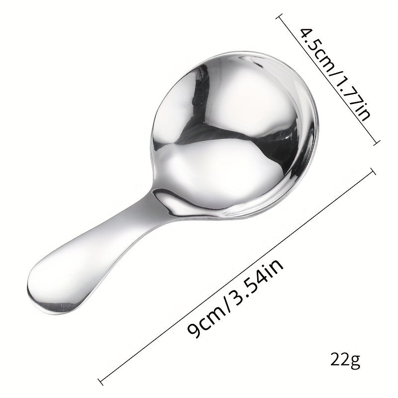Stainless Steel Mini Round Spoon Short Handle Salt Spice Pastry Dessert Spoon
