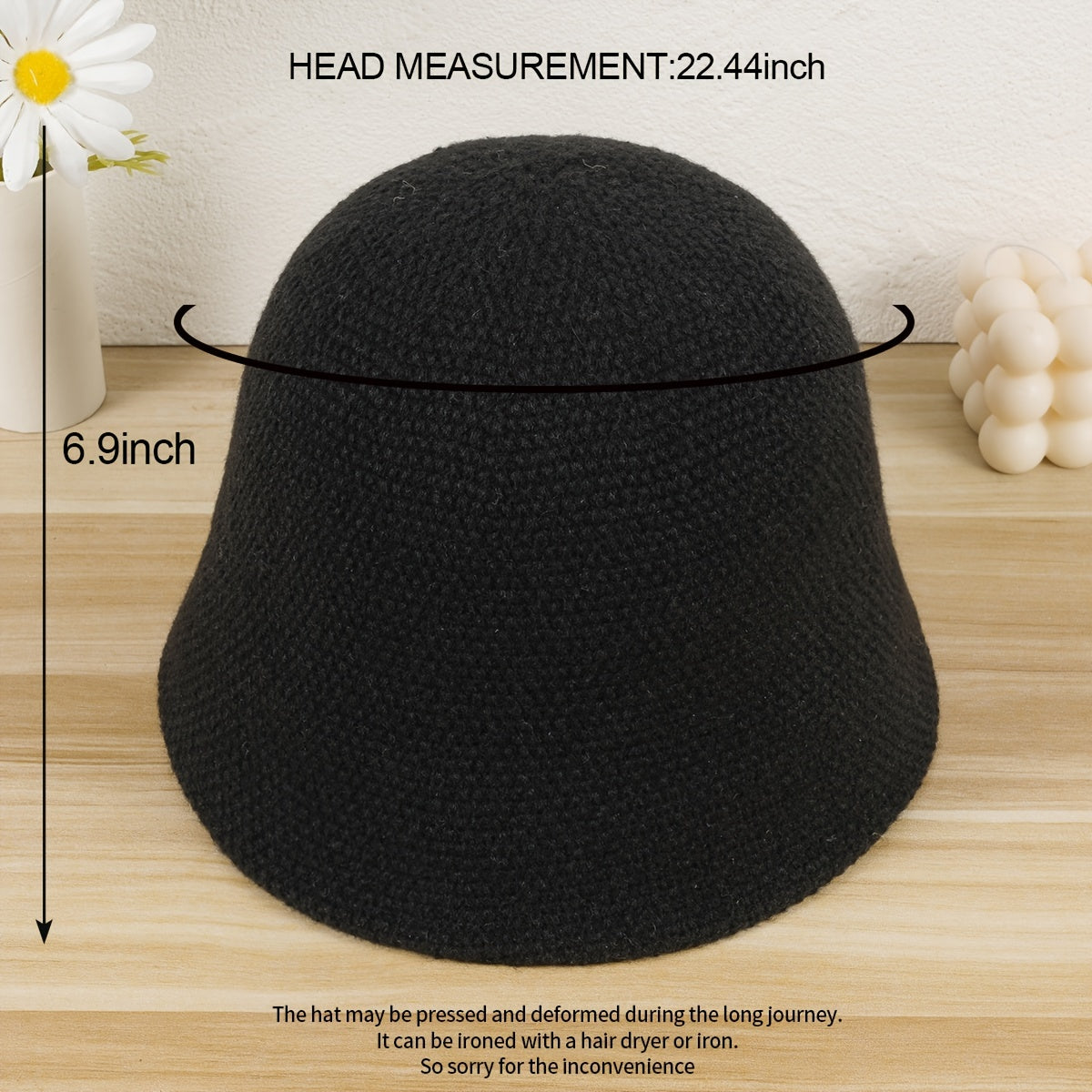 Solid Knitted Bucket Hat for Women and Men