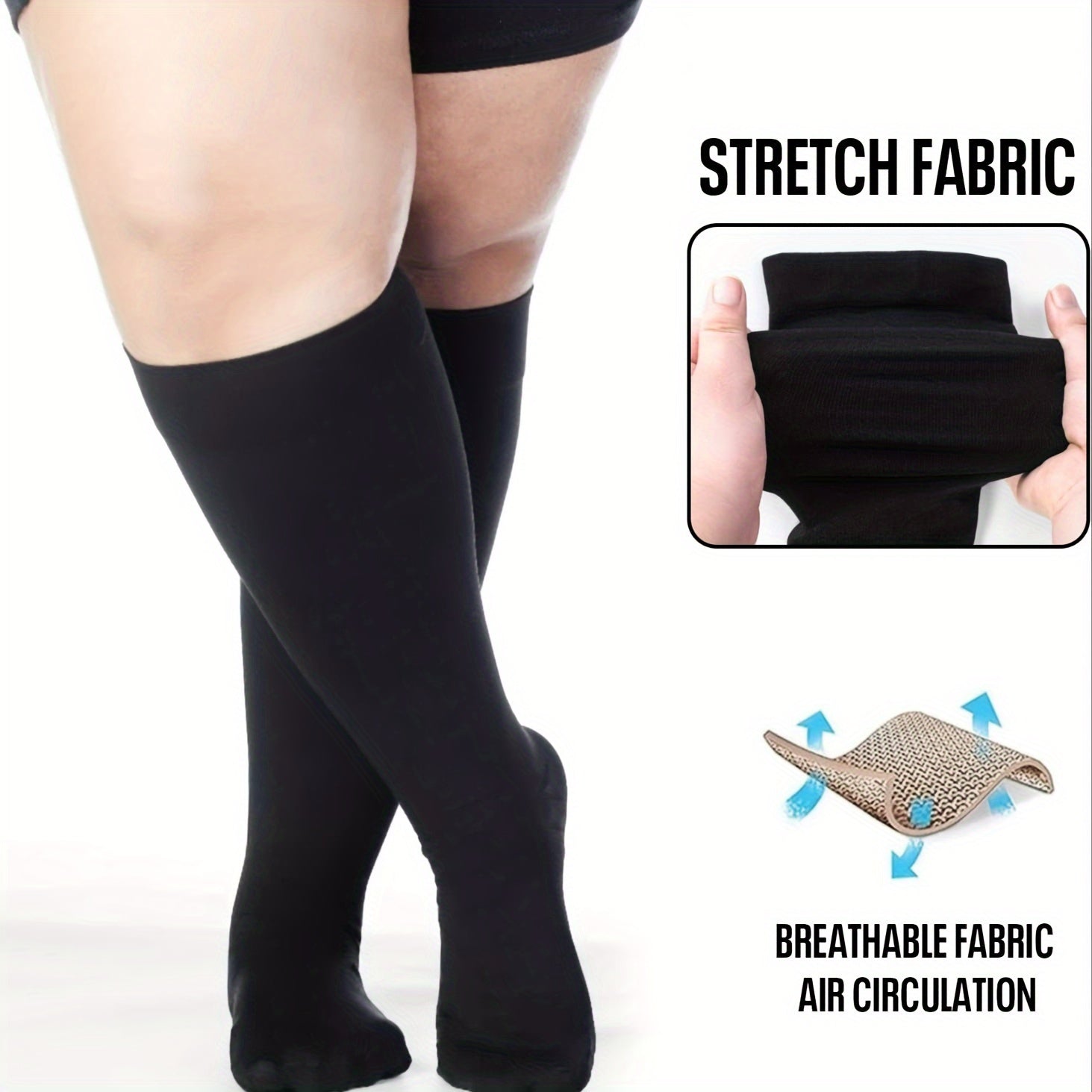 3 Pairs Plus Size Compression Socks Wide Calf for Women & Men