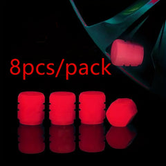 8pcs Mini Luminous Tire Valve Caps Glowing Wheel Hub Decor Auto Accessories