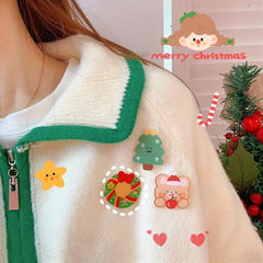 11pcs Christmas Rabbit Bear Brooch For Girls