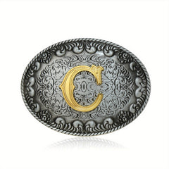 26 Initial Letters Family Name Denim Stunt Belt Buckle