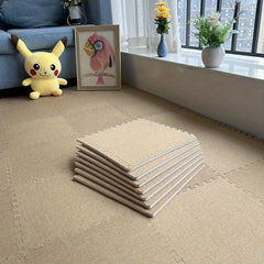 6pcs Linen Floor Mat Bay Window Mat Seat Mat Square Interlocking Carpet