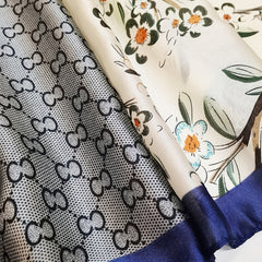 Silk Scarf Flower Print Thin Shawl Head Wrap Bandana Sunscreen Hija