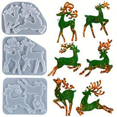 1pc Christmas Reindeer Elk Pendant Silicone Mold DIY Crystal Epoxy Resin Mold