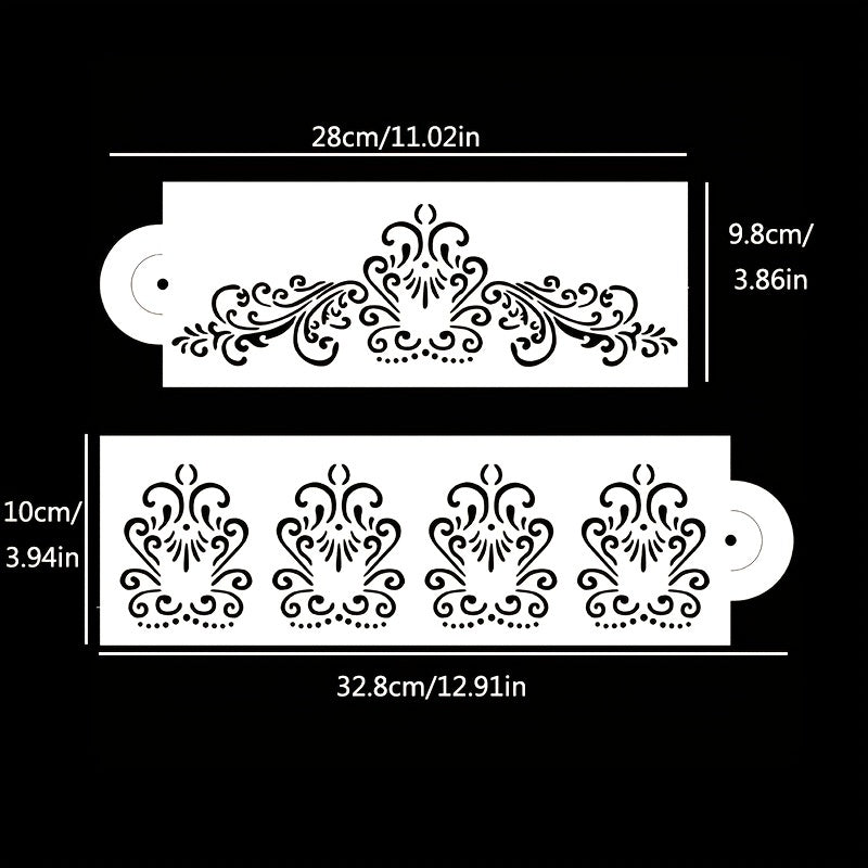 4pcs Cake Decorating Stencils & Templates - Easy Floral Design