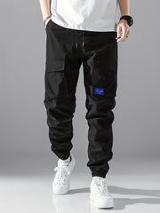 Men's Drawstring Cargo Pants Flap Pocket Jogger Pants