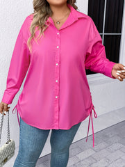 Solid Long Sleeve Button Up Blouse