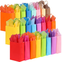 72pcs Small Gift Bags With 72 Sheets Paper 12 Colors Bulk Party Favor Bags