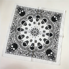 Hip Hop Skull Print Bandana Vintage Square Scarf Head Wraps Causal Neckerchief