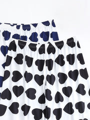 2 Pack Plus Size Sleepwear Bottoms Set Women's Plus Heart Print Elastic Waist