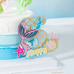 Mermaid Glitter Number Cake Topper 0-9 Birthday Party Decoration