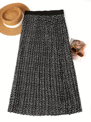 Dot Print High Rise Maxi Skirt