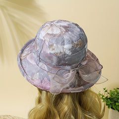 Vintage Flower Bucket Hat Rolled Brim Embroidery Basin Hat