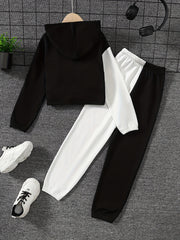 Girl's 2pcs Hoodie & Sweatpants Set BABY Print Casual Outfits