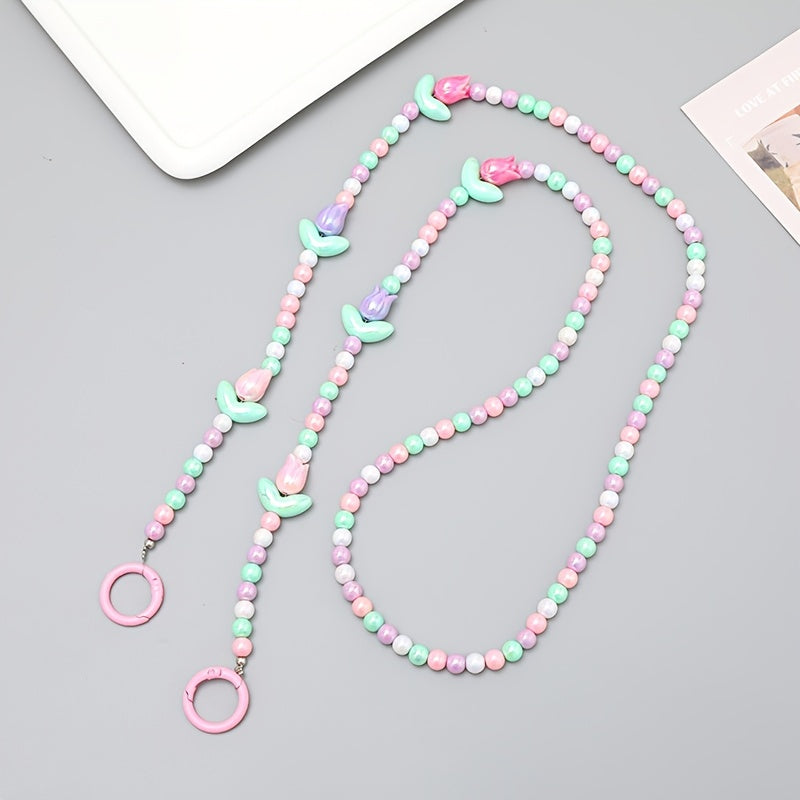 Tulip Flower Beads Cross Chain Freshy Bag Shoulder Strap