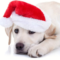 Pet Christmas Hat Red Plush Pet Cap Clothes