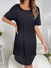 Scoop Neck Short Sleeve Lounge Dress
