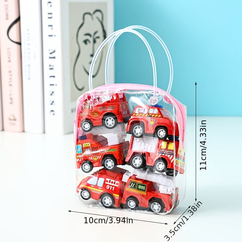 6 Pack Mini Fire Truck Rubber Band Toy Set for Kids 6 8 Years