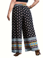 Boho Pants Women's High Rise Loose Fit Wide Leg Trousers With Belt