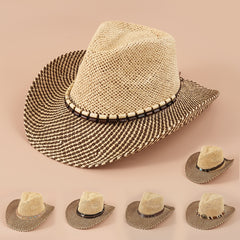 Vintage Jazz Hat with Faux Jade Belt Straw
