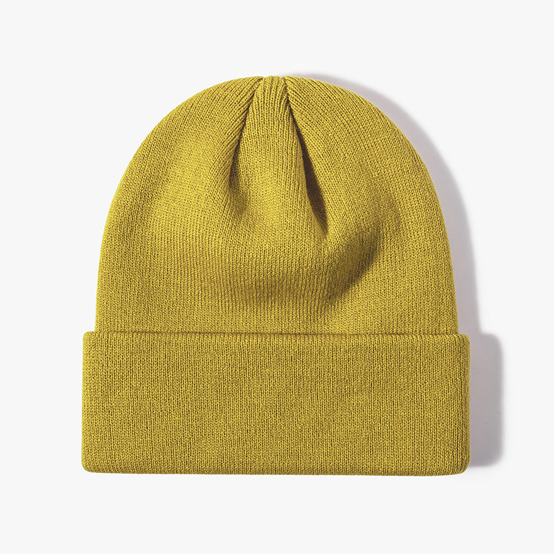 Street Knitted Hat Couple Models Warm Solid Outdoor Beanie