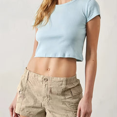 Solid Button Front Shorts Sexy Dual Pockets Shorts For Spring & Summer
