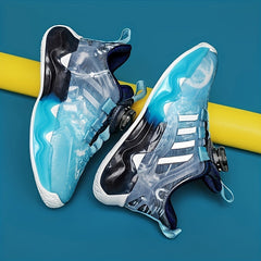 Boy's Reflective Basketball Shoes with Rotating Buckle Non Slip Sneakers