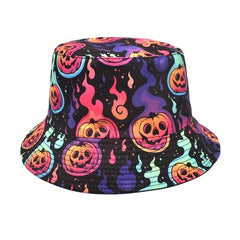 Unisex Pumpkin Pattern Sunshade Bucket Hat for Halloween