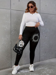 Casual Plus Graphic Print Skinny Leggings