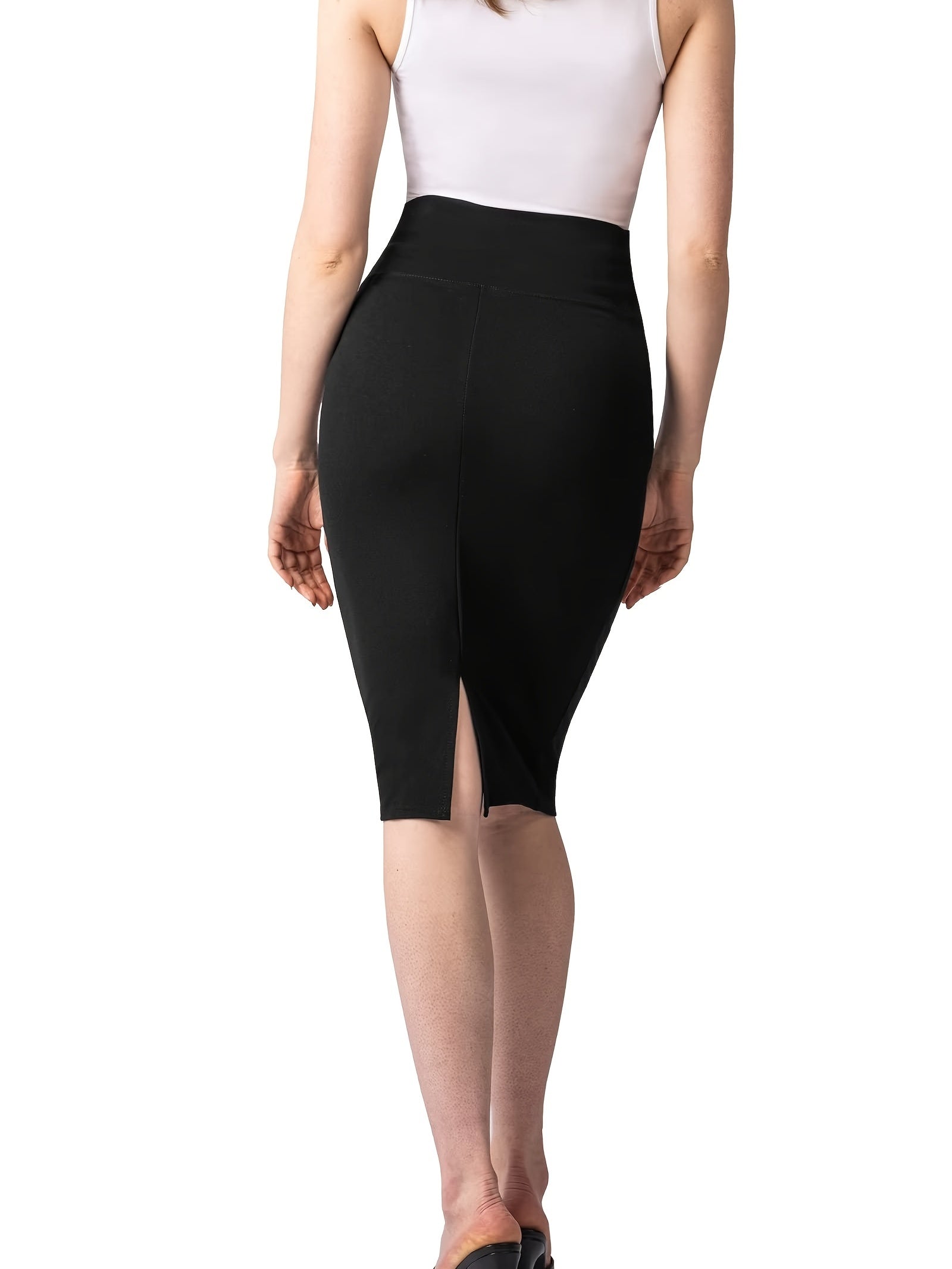 Solid Split Bodycon Skirt High Waist Skirt For Office