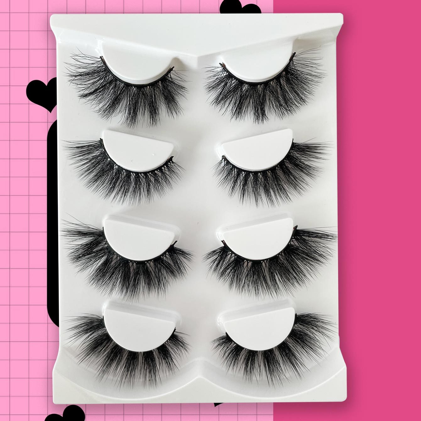 4 Pairs Full Strip False Eyelashes for Daily Use