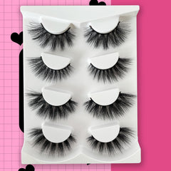 4 Pairs Full Strip False Eyelashes for Daily Use